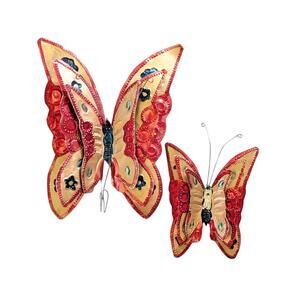 Vintage Handmade Mexican Tin Butterflies - Hand Painted